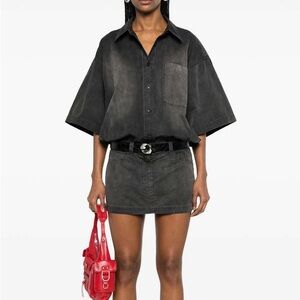 Alexander Wang Short Sleeve Prestyled Shirt Dress